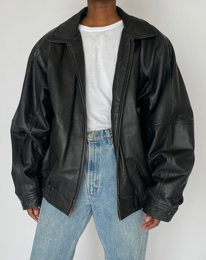 VINTAGE BLACK LEATHER JACKET 5145