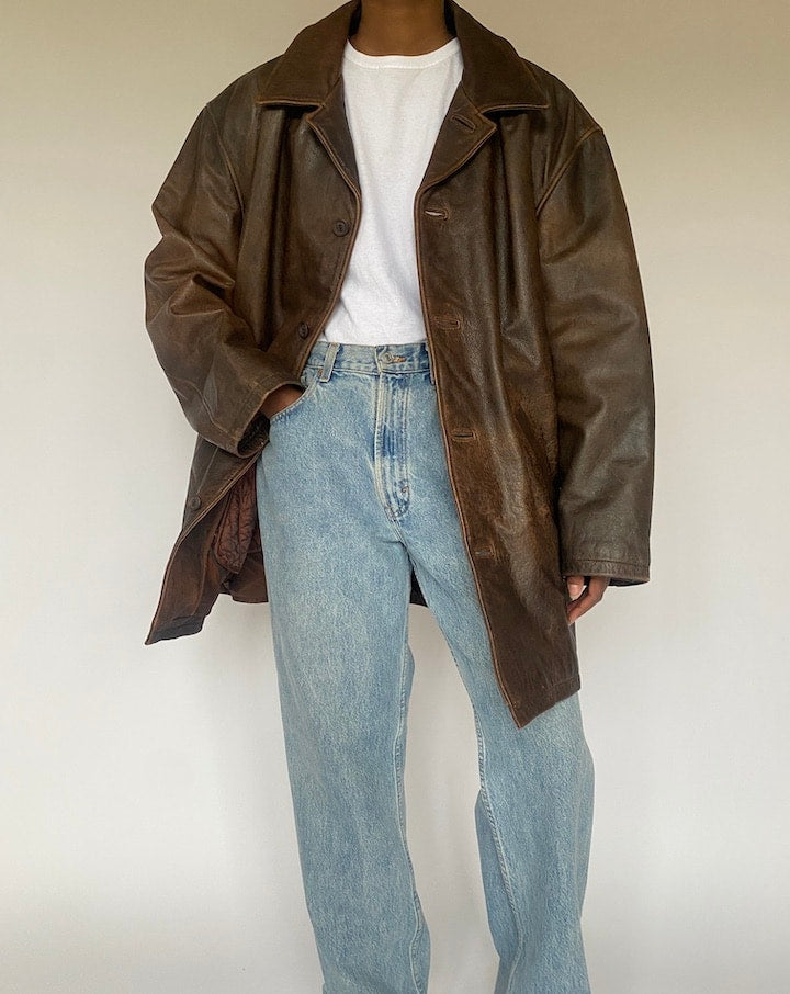 VINTAGE BROWN LEATHER JACKET 4877