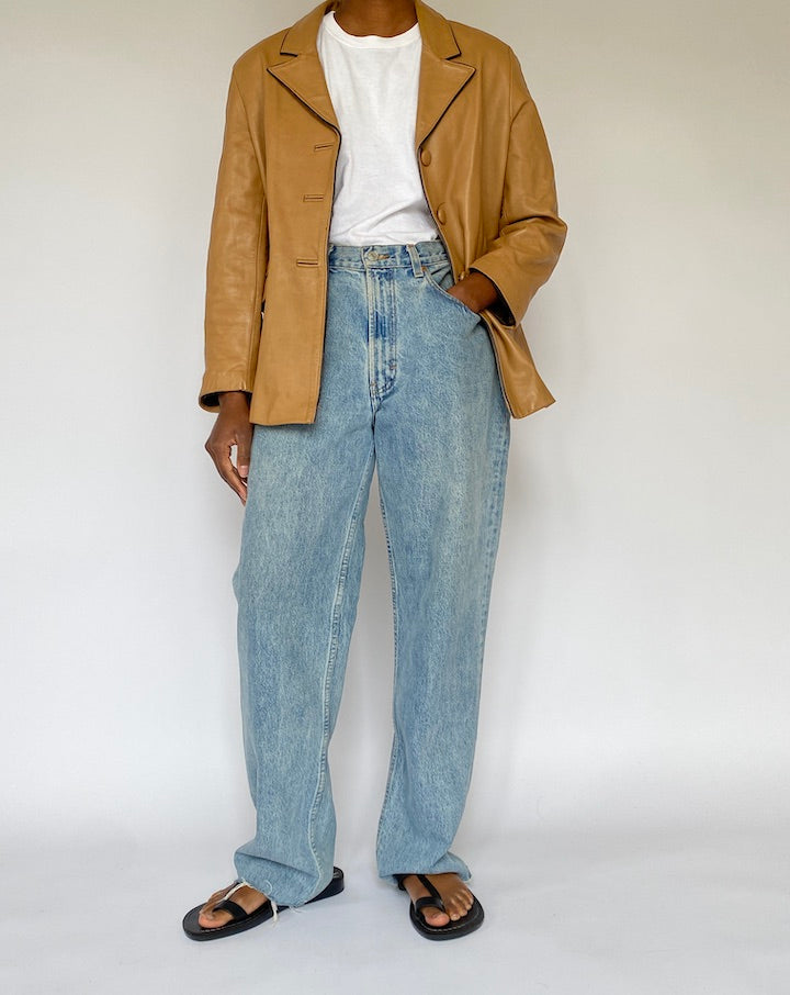 VINTAGE BEIGE LEATHER JACKET 5084