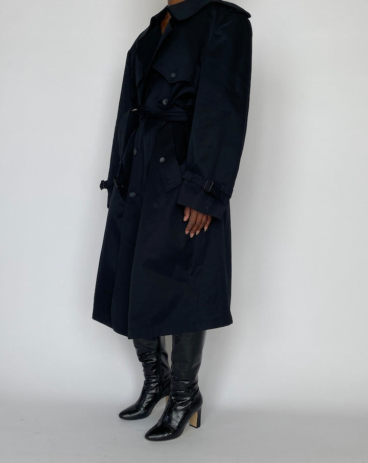 VINTAGE NAVY OVERSIZED TRENCH COAT 5153