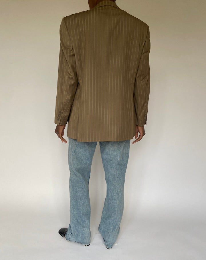 VINTAGE BEIGE PINSTRIPED BLAZER 4890