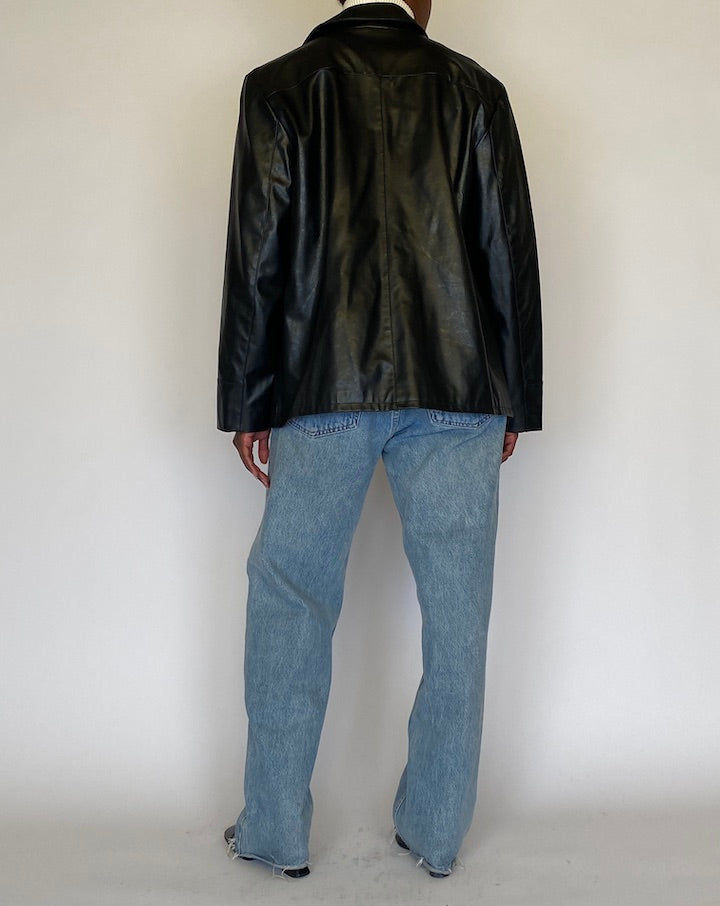 VINTAGE BLACK FAUX LEATHER JACKET 4466