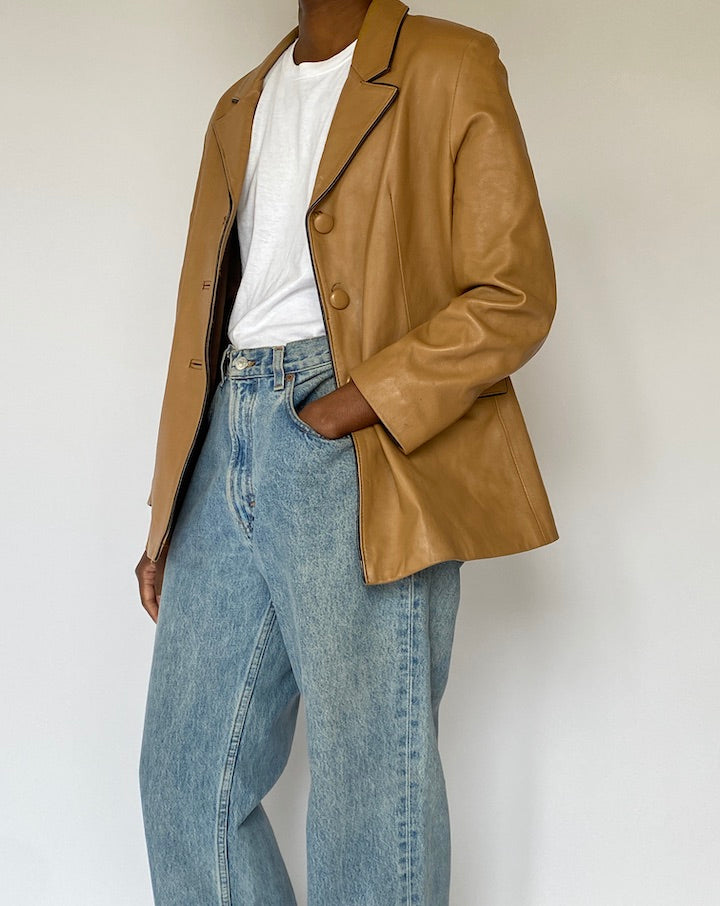 VINTAGE BEIGE LEATHER JACKET 5084