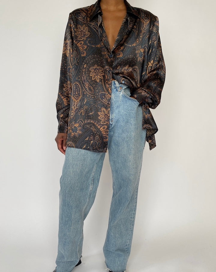VINTAGE LONG SLEEVE PAISLEY BLOUSE 4564