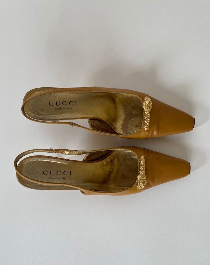 Vintage Gucci Slingback Leather Pump 4508