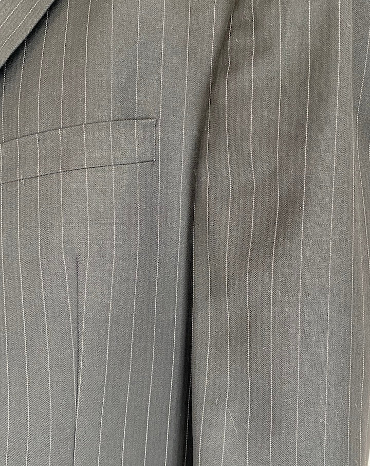 VINTAGE DARK GREY PINSTRIPED WOOL BLAZER 5183