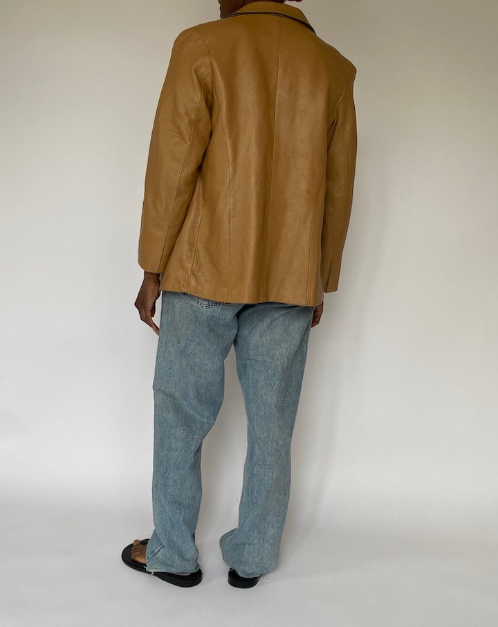 VINTAGE BEIGE LEATHER JACKET 5084