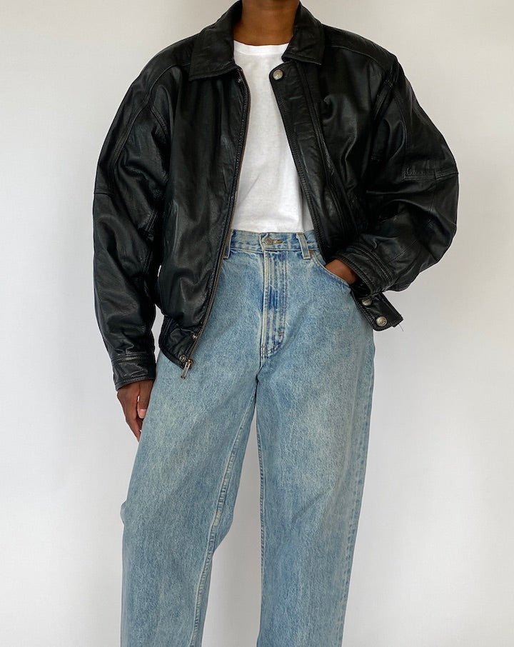 VINTAGE BLACK LEATHER JACKET 5173