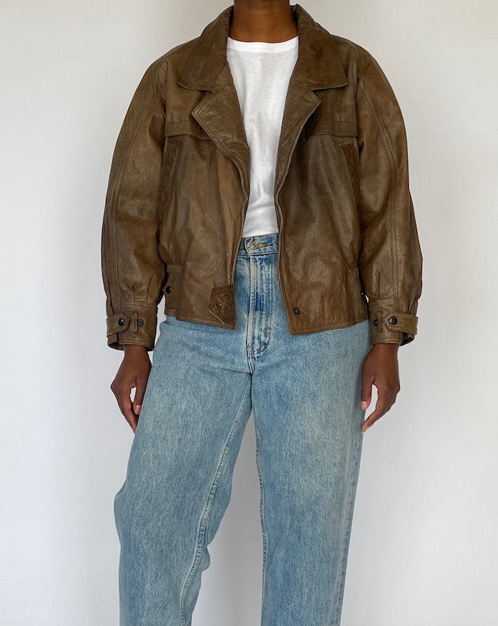 Vintage Brown Leather Jacket 5177