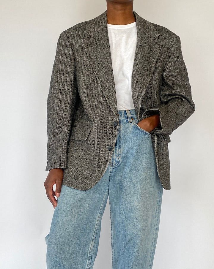VINTAGE WOOL HERRINGBONE BLAZER 5190