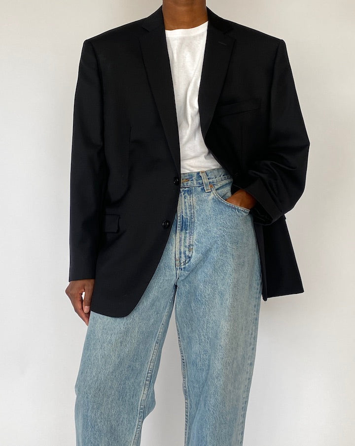 VINTAGE BLACK CALVIN KLEIN WOOL BLAZER 5185