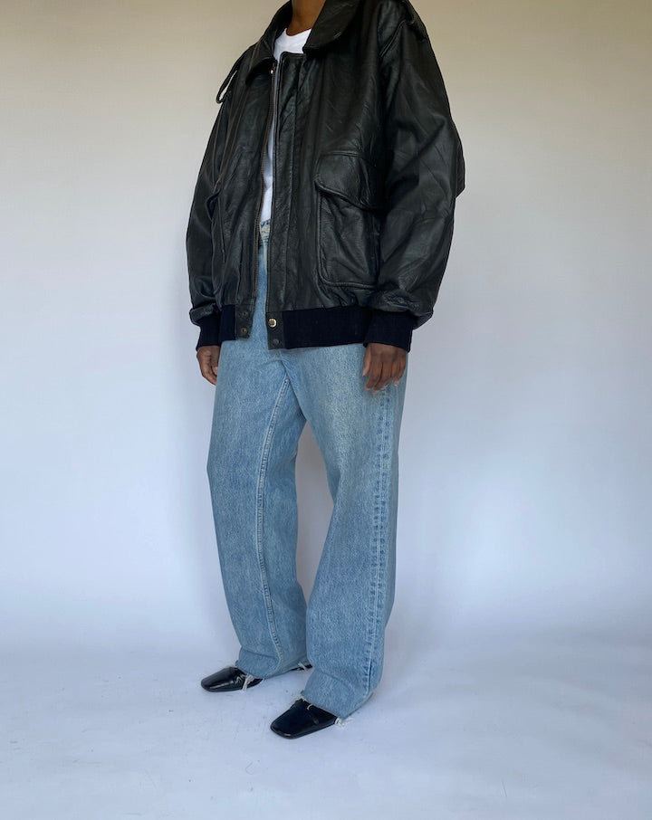 VINTAGE BLACK LEATHER JACKET 4975
