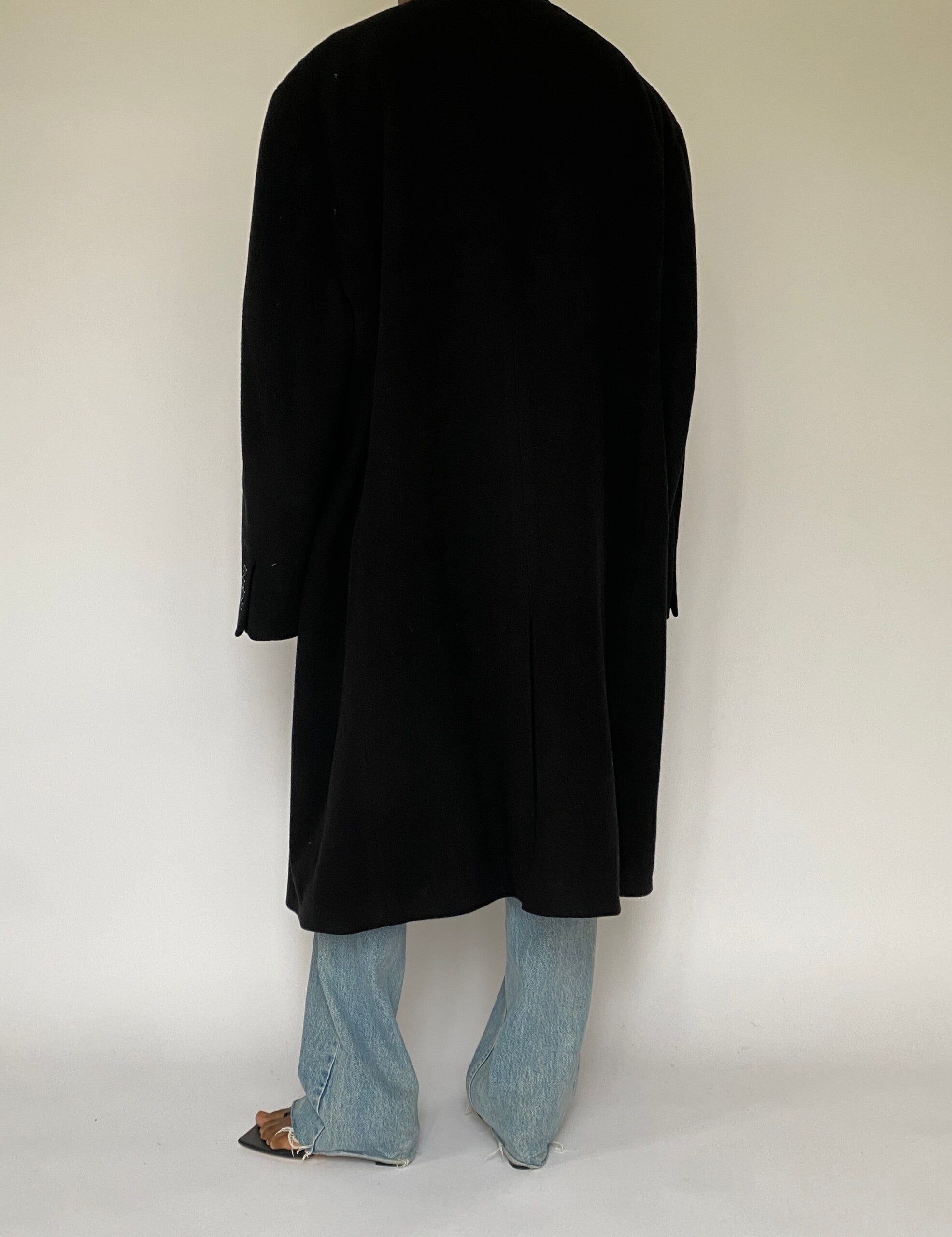 VINTAGE LONG OVERSIZED BLACK COAT 5026