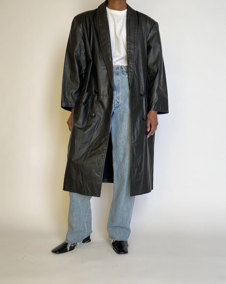 VINTAGE LONG OVERSIZED LEATHER JACKET 4510