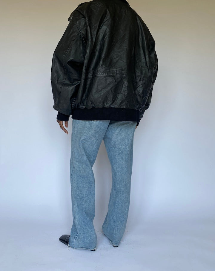 VINTAGE BLACK LEATHER JACKET 4975