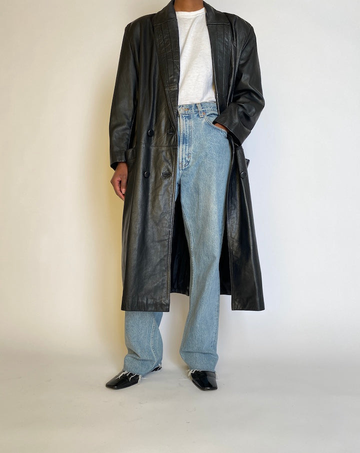 VINTAGE LONG OVERSIZED LEATHER JACKET 4518