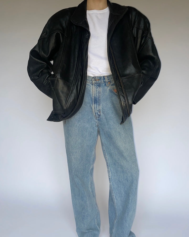 VINTAGE BLACK LEATHER JACKET 4762