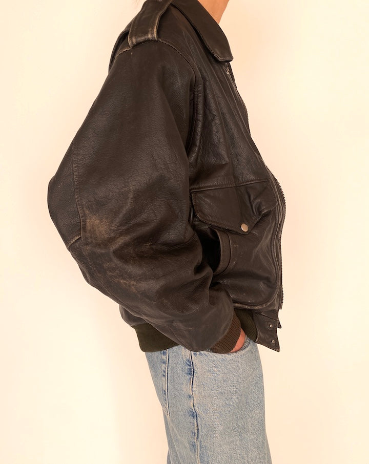 Vintage Brown Leather Jacket 5268
