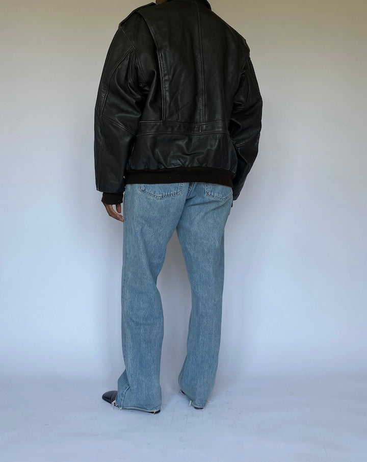 VINTAGE DARK BROWN LEATHER JACKET 4964