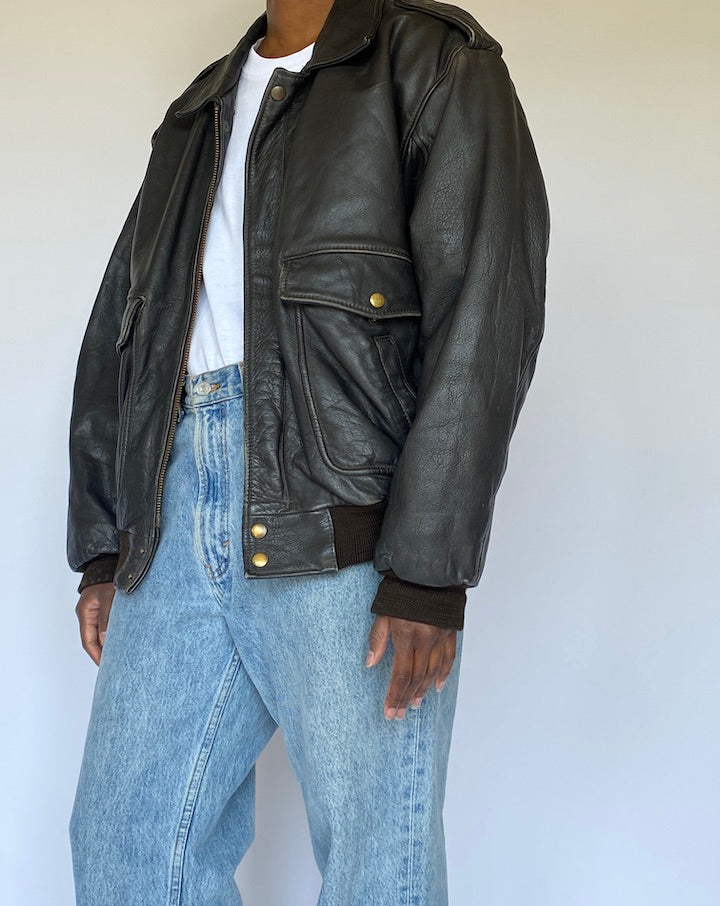VINTAGE DARK BROWN LEATHER JACKET 4964