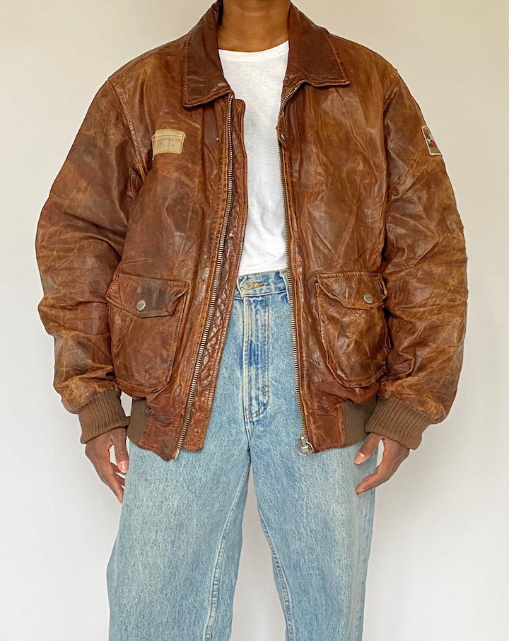Vintage Brown Leather Jacket 5010
