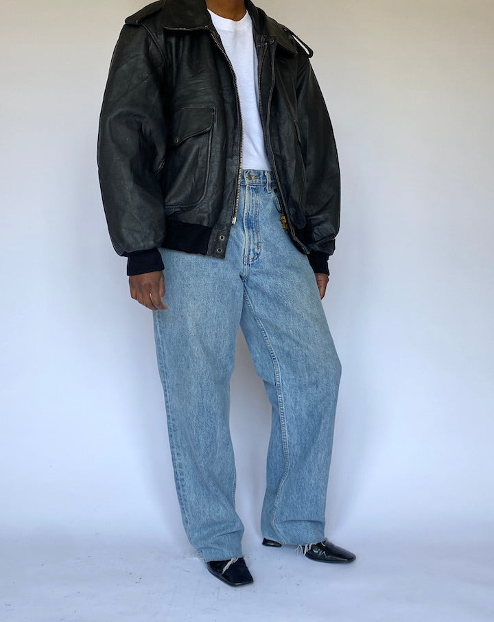 VINTAGE BLACK LEATHER JACKET 4972