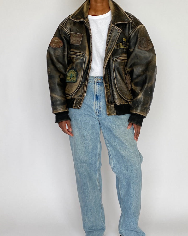 VINTAGE BOMBER LIKE LEATHER JACKET 5006