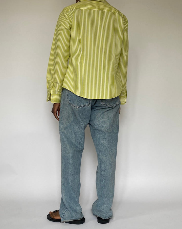 VINTAGE LIME GREEN STRIPED SHIRT 4822