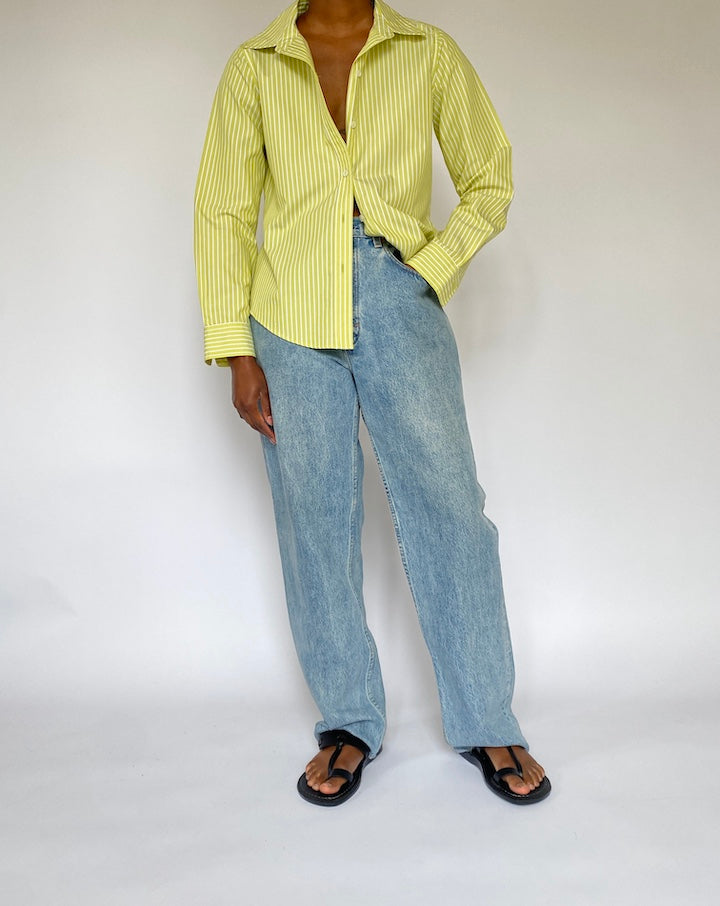 VINTAGE LIME GREEN STRIPED SHIRT 4822