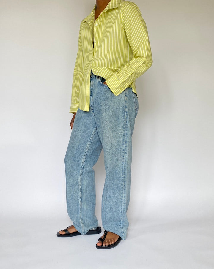 VINTAGE LIME GREEN STRIPED SHIRT 4822