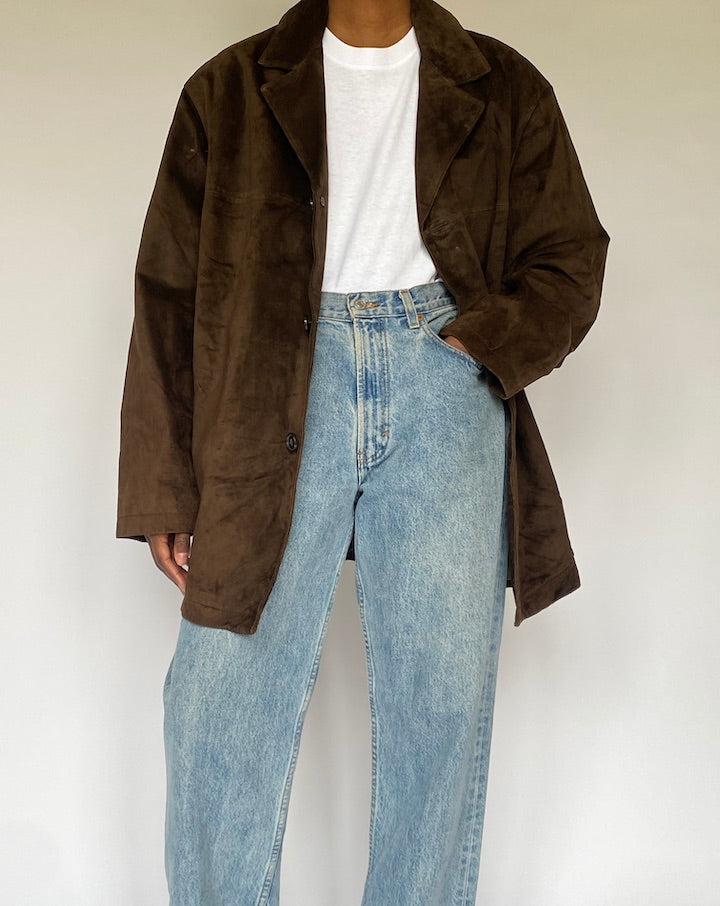 VINTAGE DARK BROWN SUEDE LEATHER JACKET 4909