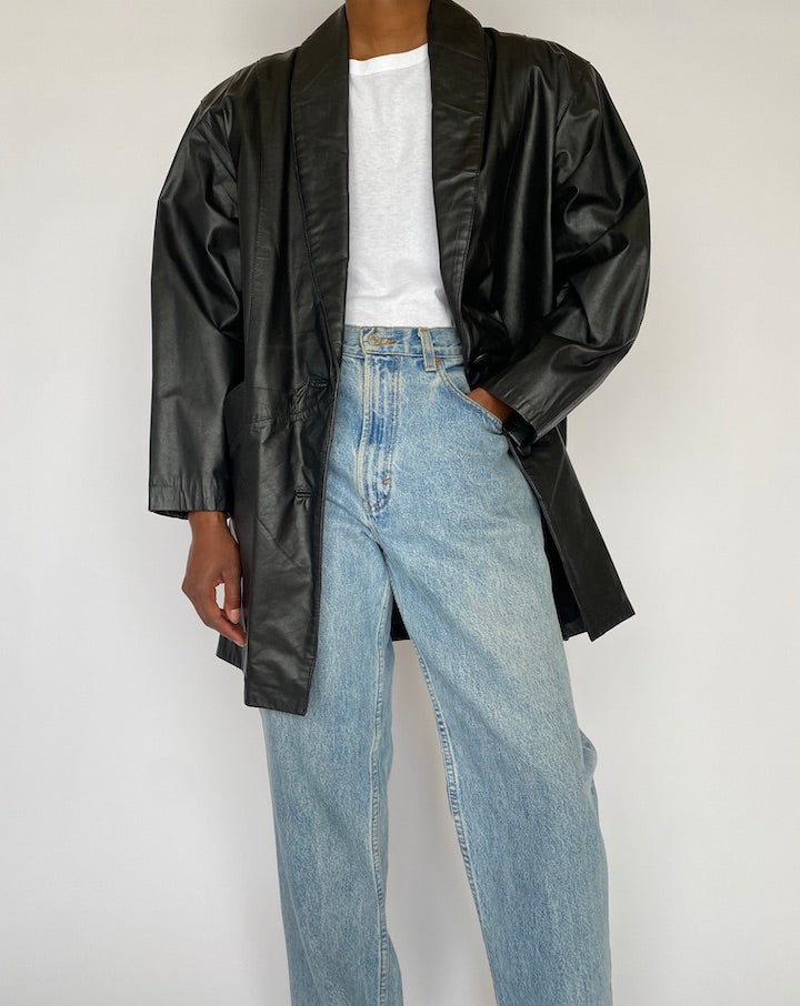 VINTAGE BLACK LEATHER JACKET 4043