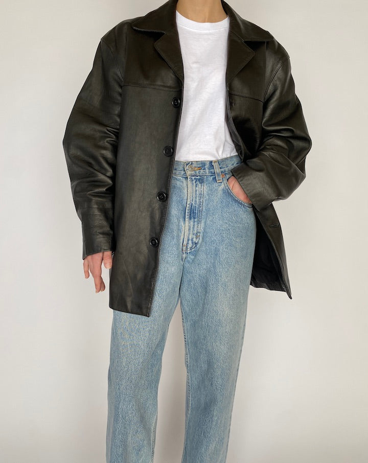 VINTAGE BLACK LEATHER JACKET 4810