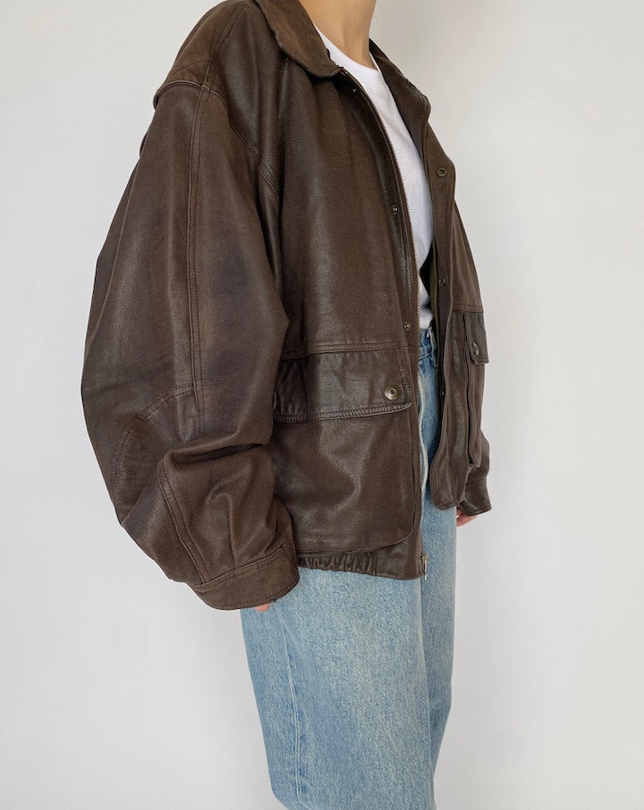 VINTAGE BROWN LEATHER JACKET 4843