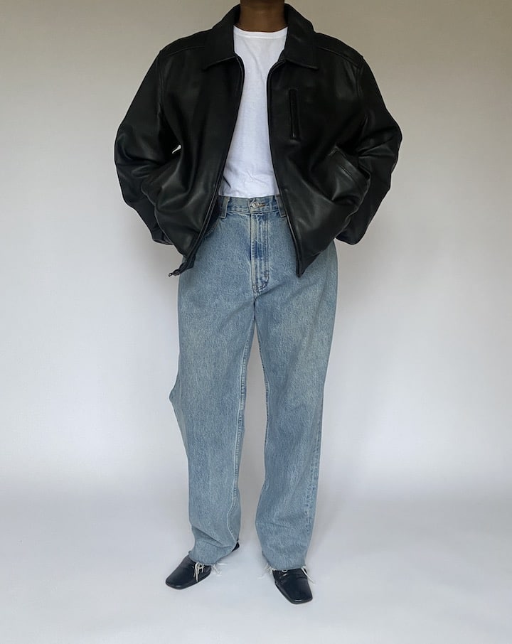 VINTAGE BLACK LEATHER JACKET 4885