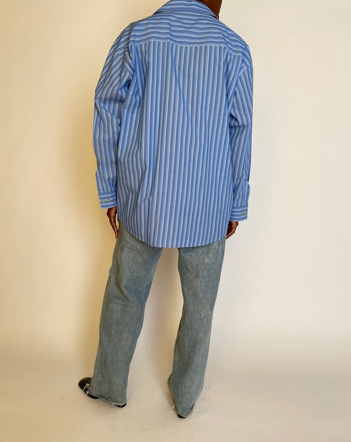 VINTAGE BLUE STRIPED SHIRT 4444