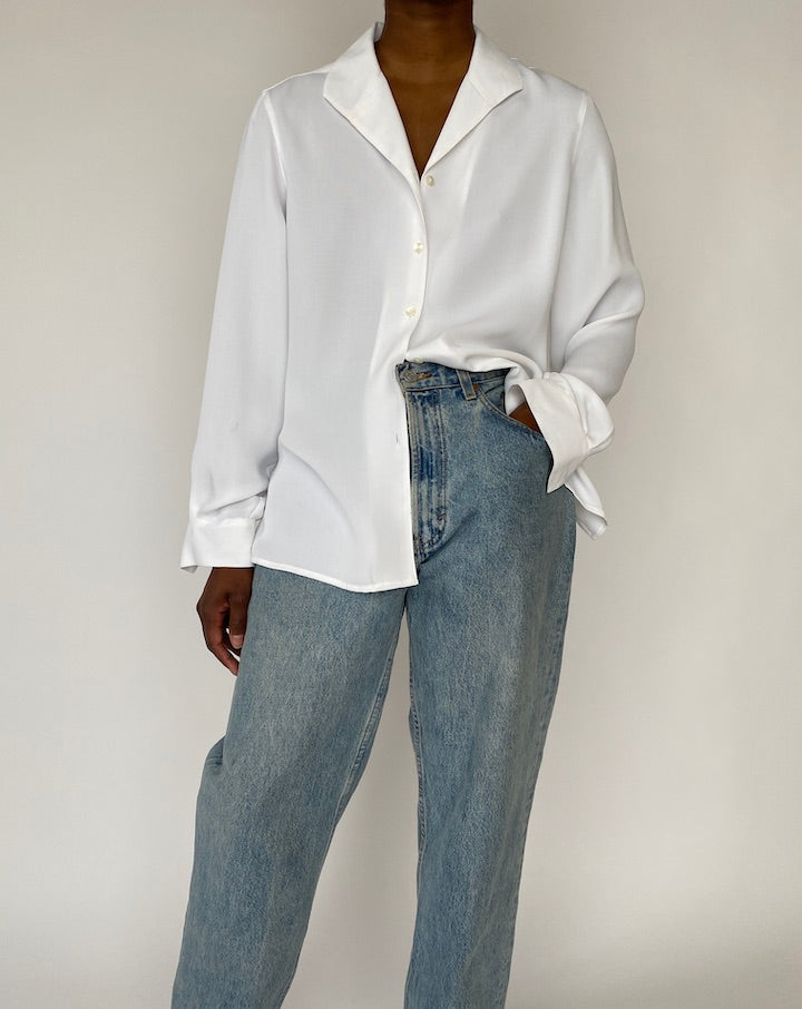 VINTAGE WHITE LONG-SLEEVE BLOUSE 4555