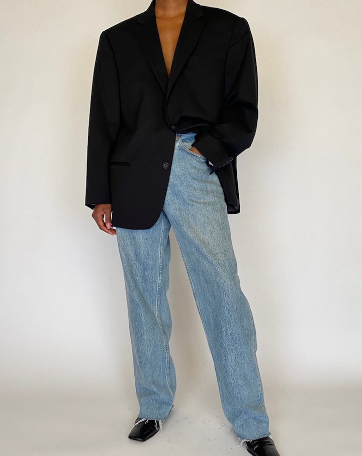 VINTAGE BLACK WOOL BLAZER 4494