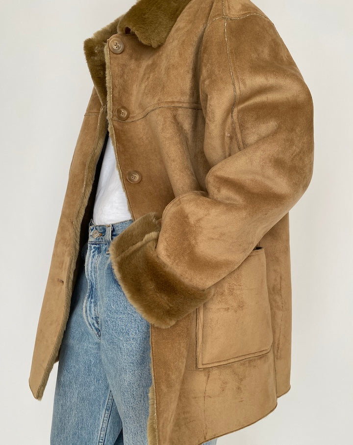 VINTAGE BEIGE FAUX FUR JACKET 4660