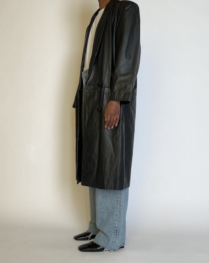 VINTAGE LONG OVERSIZED LEATHER JACKET 4510