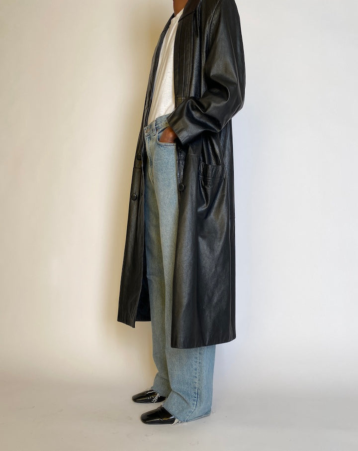 VINTAGE LONG OVERSIZED LEATHER JACKET 4518