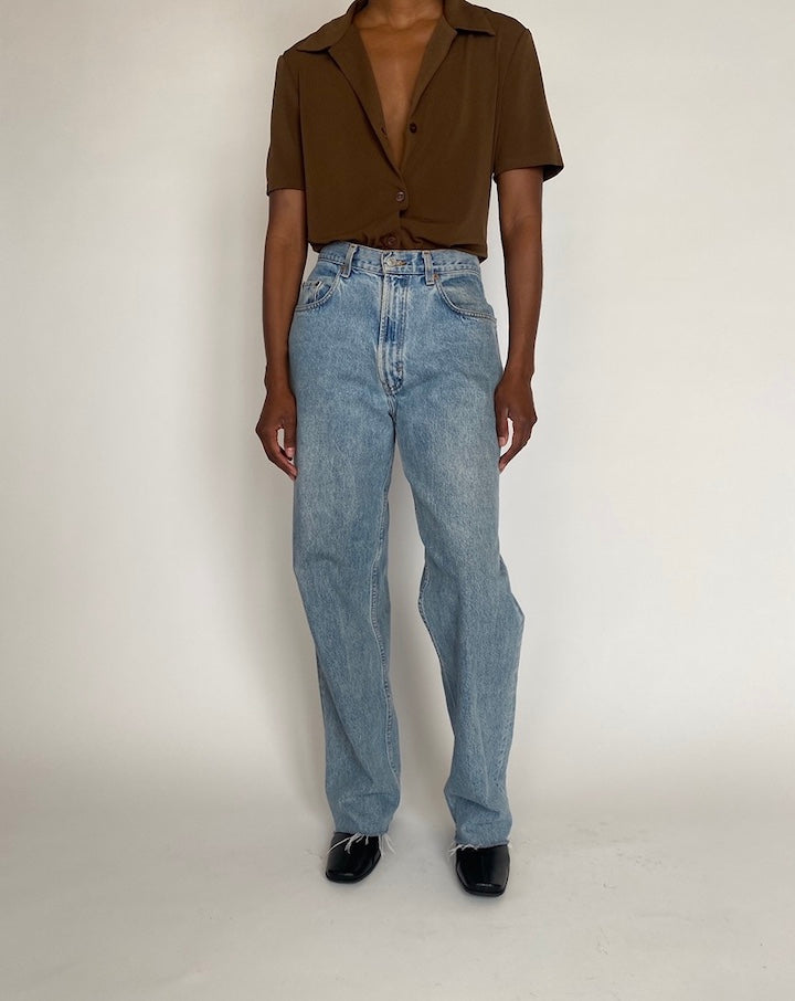 VINTAGE BROWN SHORT SLEEVE BLOUSE 4347