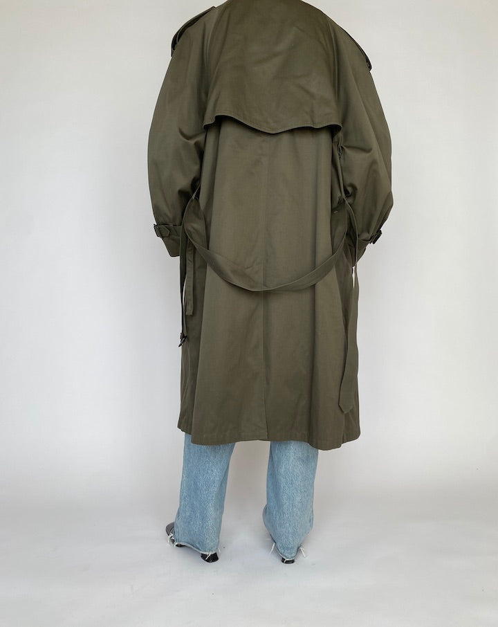 VINTAGE OVERSIZED GREEN TRENCH COAT 4821