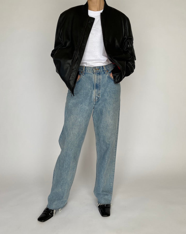 VINTAGE BLACK GUESS LEATHER JACKET 4829