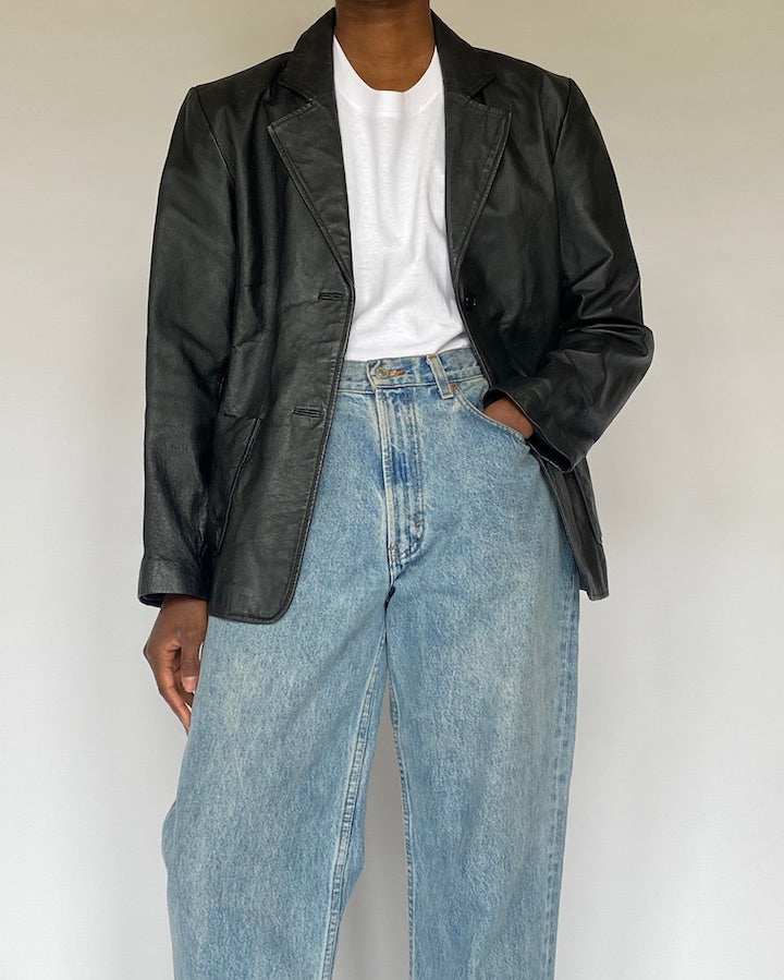 Vintage Black Leather Jacket 4906