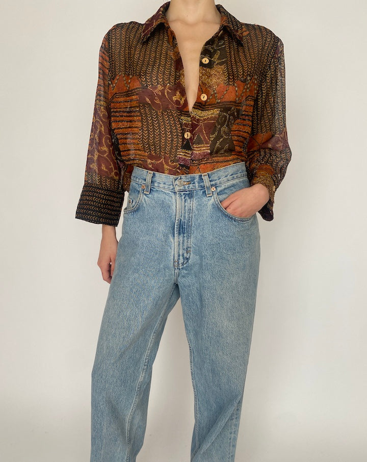VINTAGE BROWN TONED BLOUSE 4714