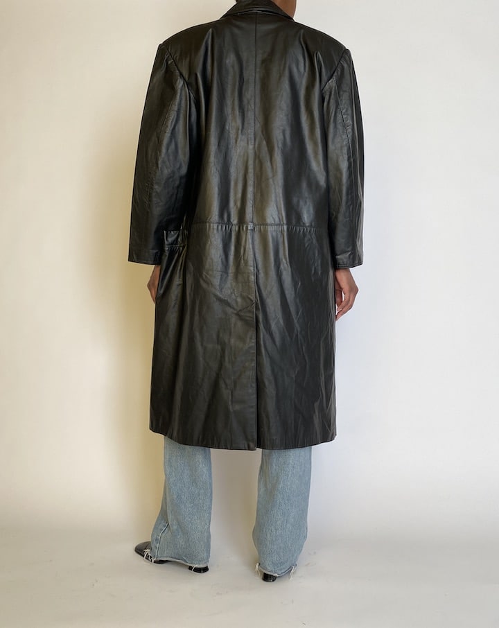 VINTAGE LONG OVERSIZED LEATHER JACKET 4510