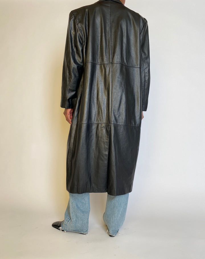 VINTAGE LONG OVERSIZED LEATHER JACKET 4518
