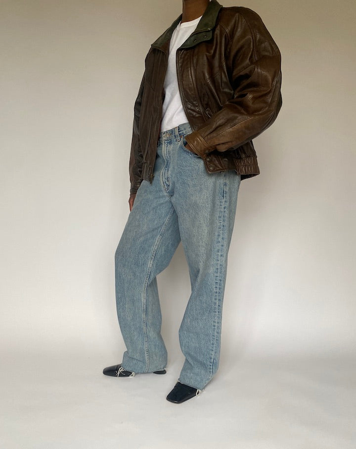 VINTAGE BROWN BOMBER LEATHER JACKET 4864