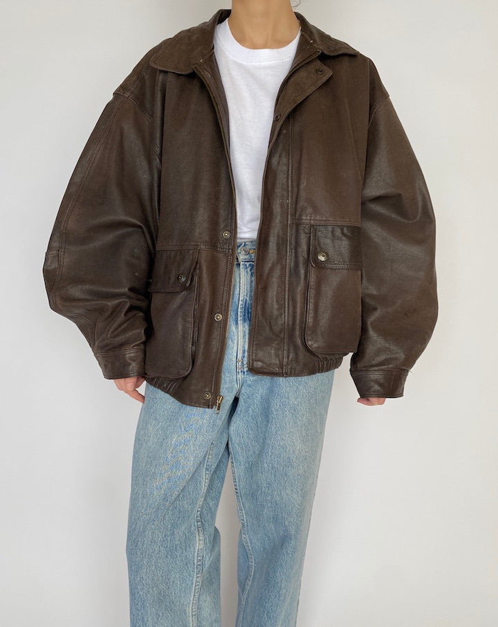 VINTAGE BROWN LEATHER JACKET 4843